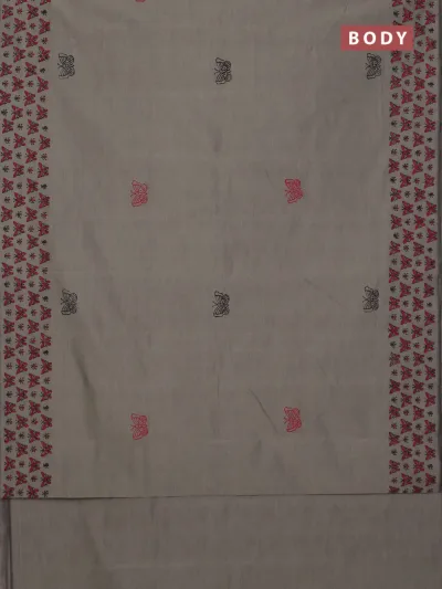 Grey and Red Butta Printed Semi Silk Cotton Saree